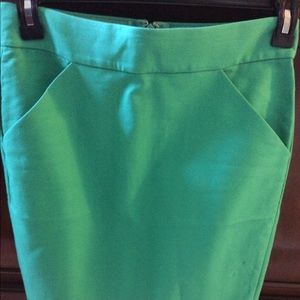 JCrew teal skirt, above the knee
